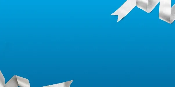 Silver ribbons on a blue background